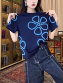 潮牌重工植绒发泡印花纯棉短袖 百搭上衣潮 时尚 T恤女2025夏季 新款