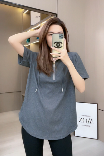 大码长袖t恤女2026早春新款小众设计感半拉链帽衫宽松百搭女上衣