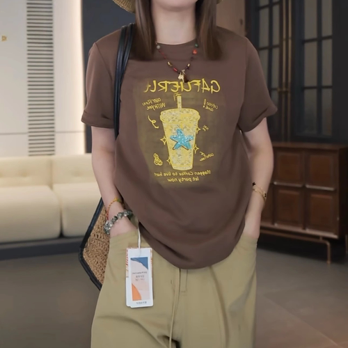 【送运费险】亮片印花短袖T恤女