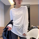 潮牌字母白色中长款 ins 百搭显瘦打底衫 长袖 T恤女2025秋冬新款