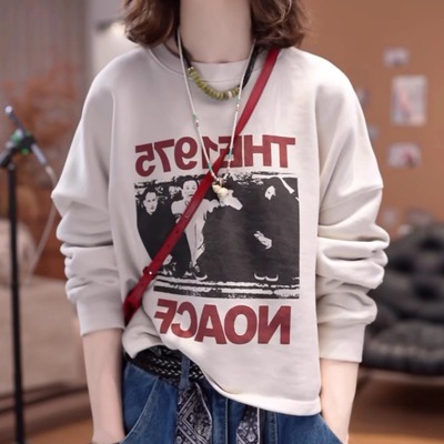 【送运费险】美式印花套头卫衣