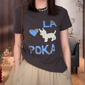 卡通小狗字母印花短袖 减龄百搭显瘦上衣ins 韩版 T恤女2026夏季 新款