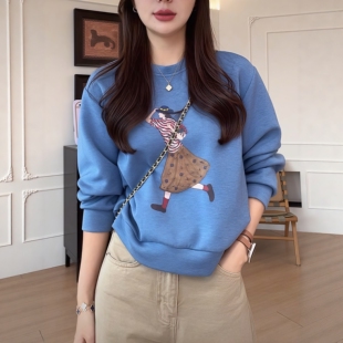 重工串珠美女印花卫衣女2026秋季新款减龄时尚休闲百搭显瘦上衣潮