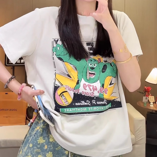 【送运费险】怪兽印花短袖T恤女