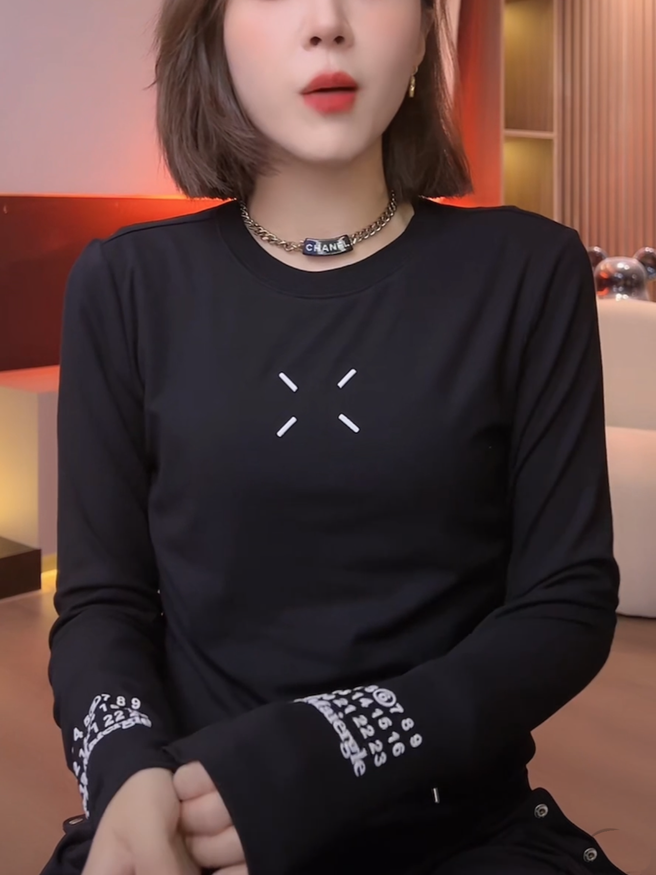 欧货数字印花长袖T恤女2025秋季新款时尚潮流百搭大码打底衫潮ins