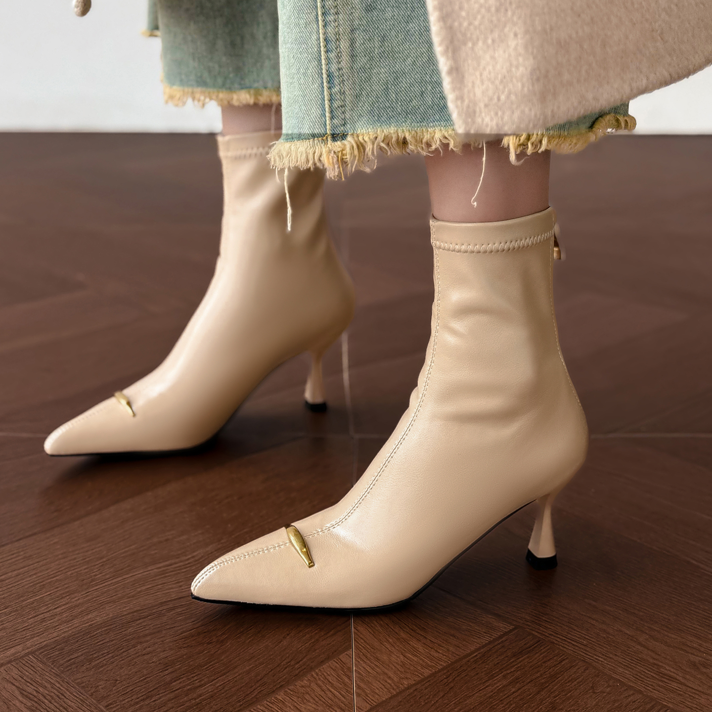 7cm法式气质弹力瘦瘦靴女秋冬