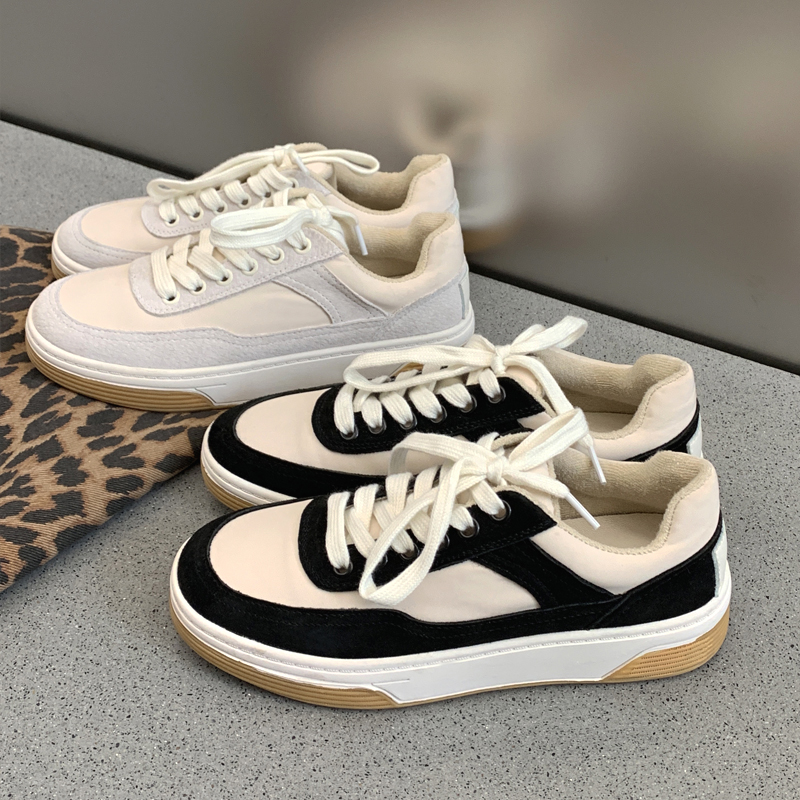 拼色ins潮厚底鞋圆头休闲德训鞋