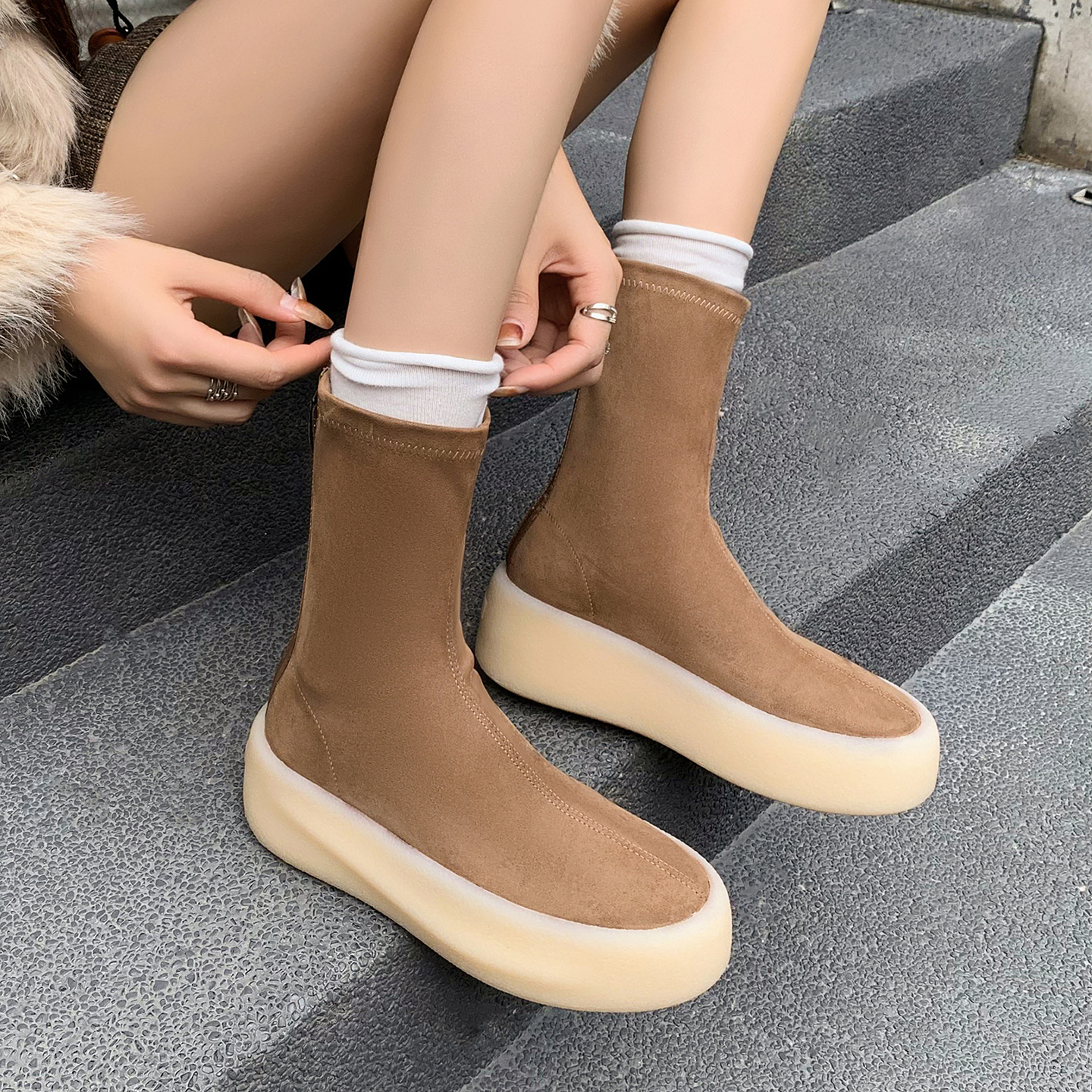 秋冬款高筒瘦瘦靴百搭增高长筒靴