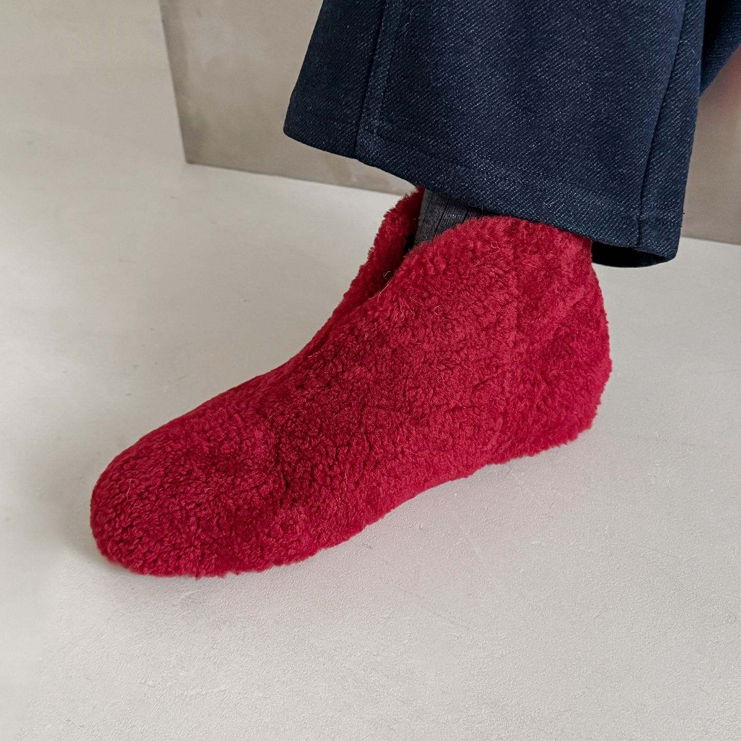 真皮红色皮毛一体加厚保暖短靴子