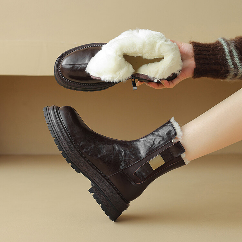 雪地靴女真皮东北大棉鞋保暖加绒