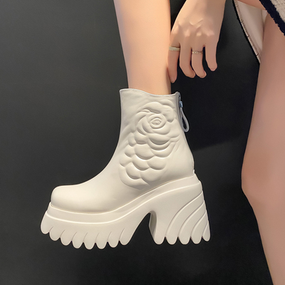 真皮小个子增高马丁靴厚底