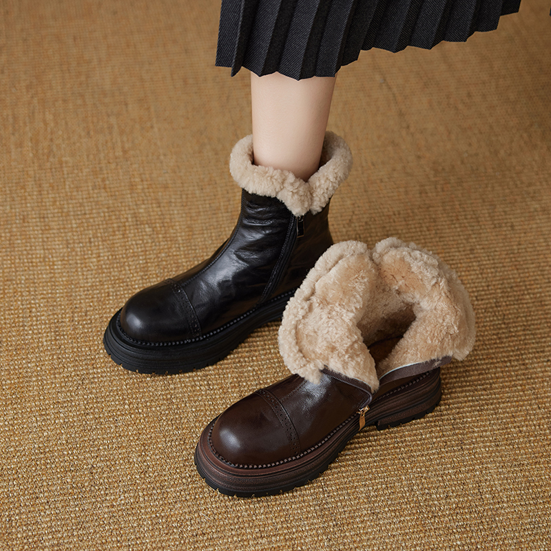 东北大棉羊羔毛厚底保暖雪地靴