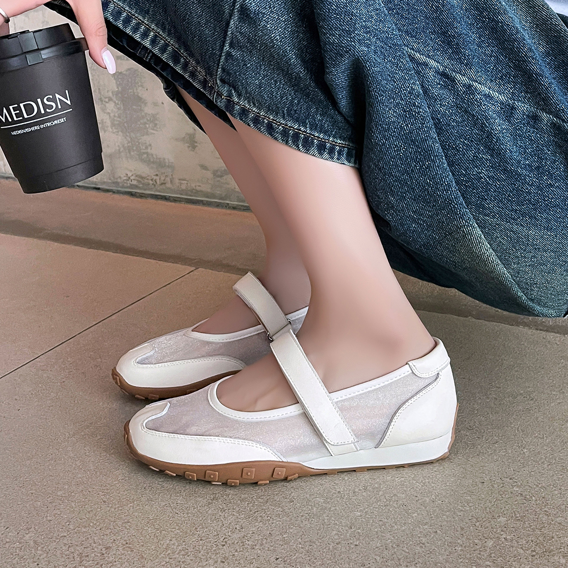 1.5cm复古银色运动芭蕾玛丽珍鞋