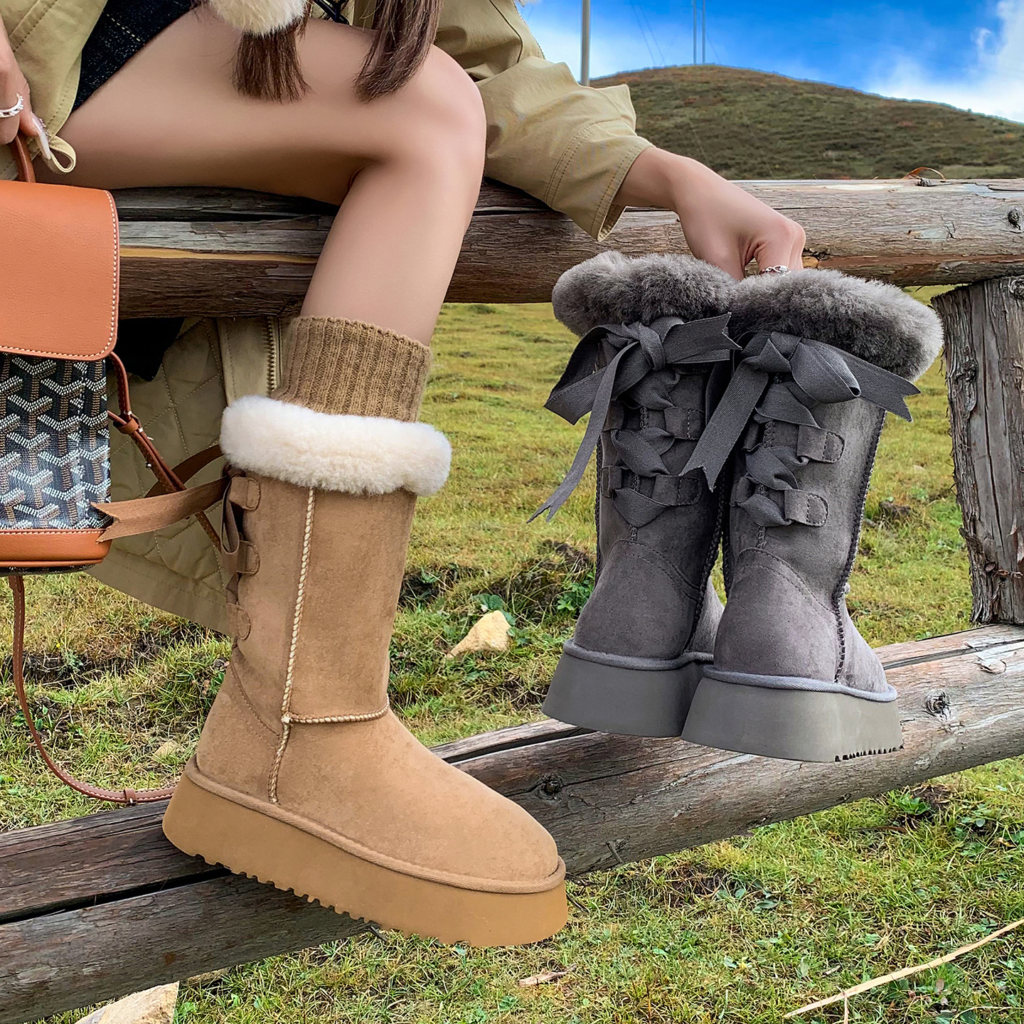 4cm东北加厚加绒厚底雪地靴女冬