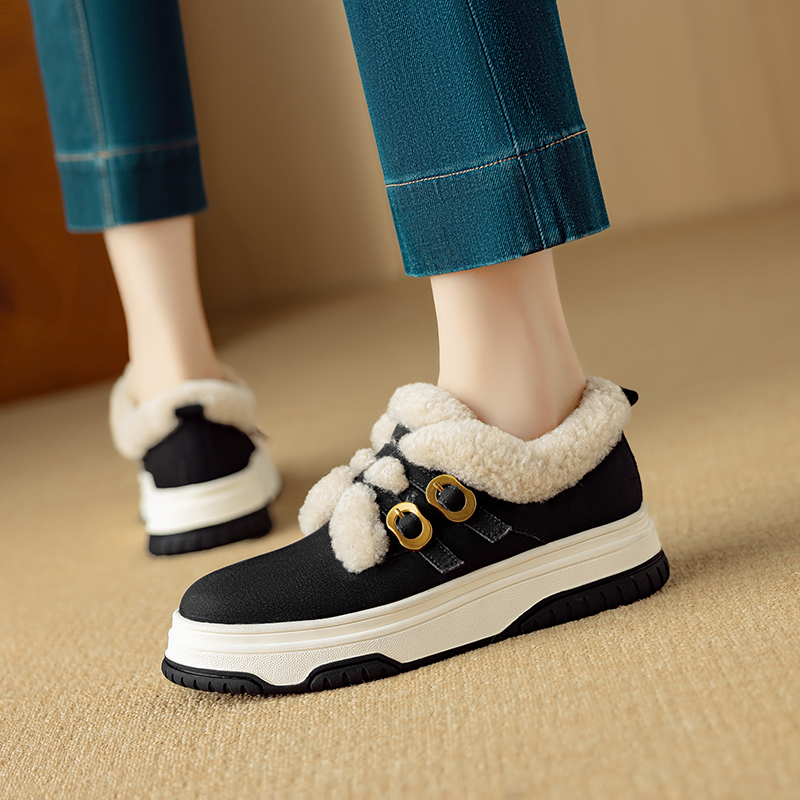 加厚加绒保暖单鞋休闲运动毛毛鞋