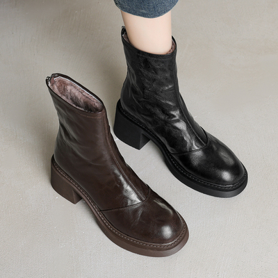 6cm羊皮高跟雪地靴女2025新款