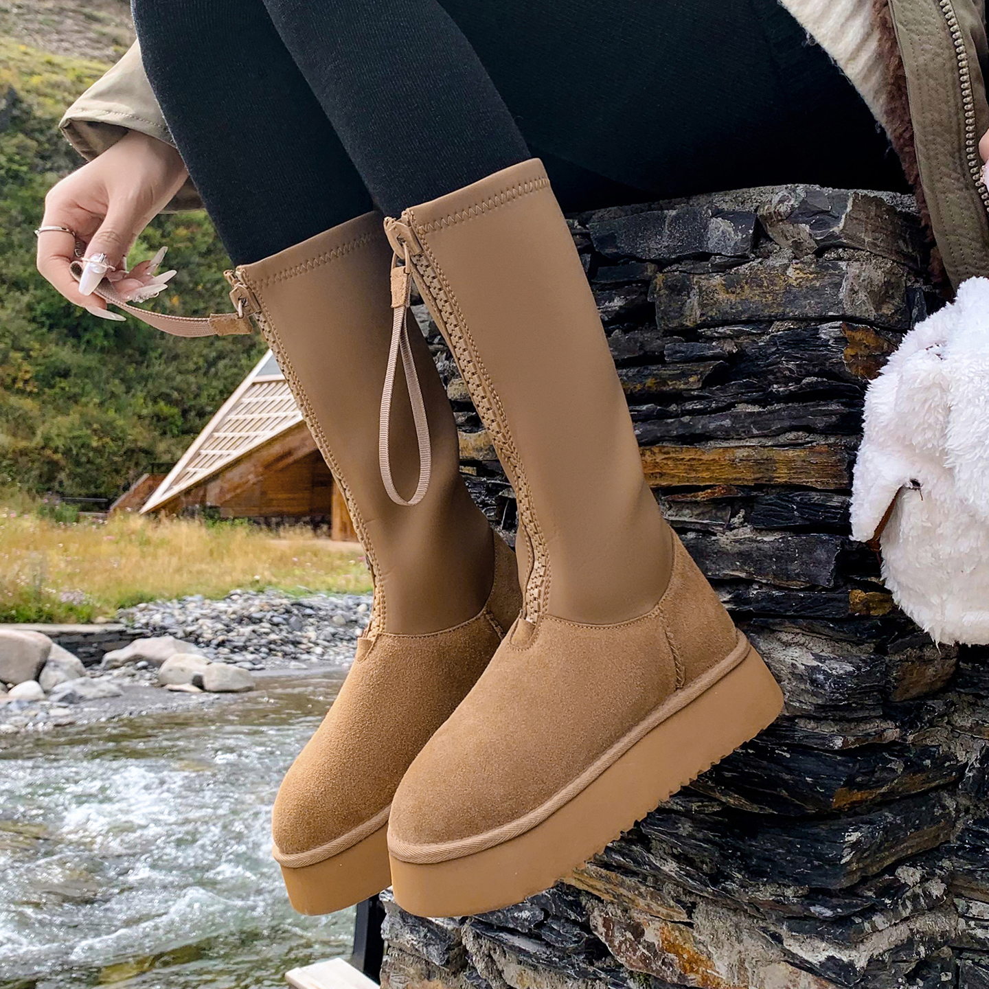 4cm中跟厚底松糕雪地靴女冬季