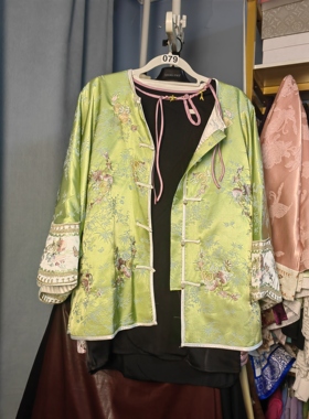 罗绮者79号新中式国风复古文艺上衣女款外套果绿色刺绣超好看外衣