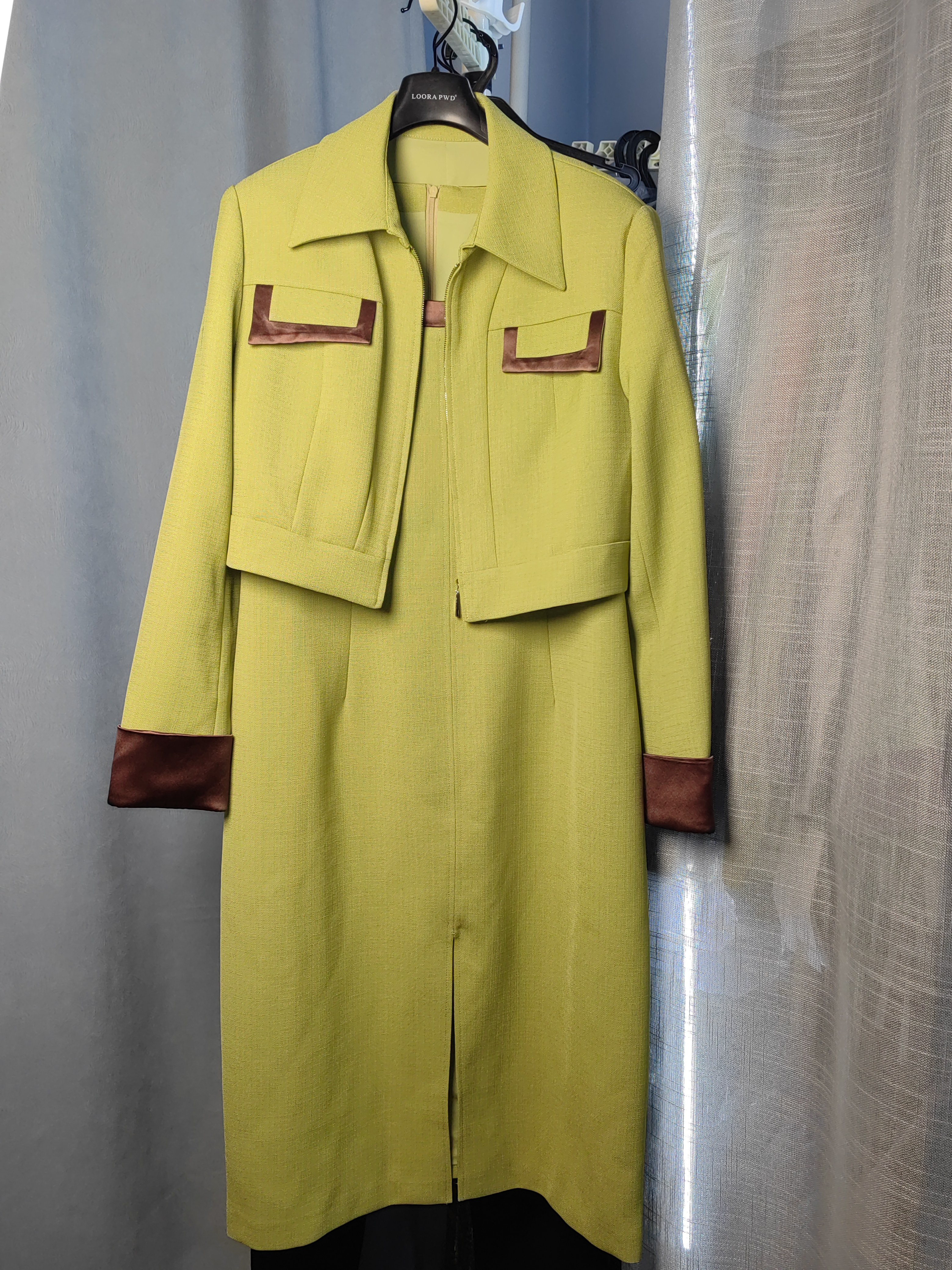 罗绮者商务薄荷绿西装外套宴会会务场合正装女连衣裙小西服套装