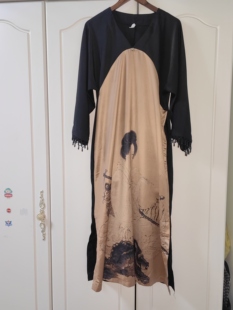 罗绮者新中式国风复古印花宽松连衣裙仕女图印花老虎印花古色古香
