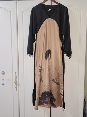 罗绮者新中式国风复古印花宽松连衣裙仕女图印花老虎印花古色古香