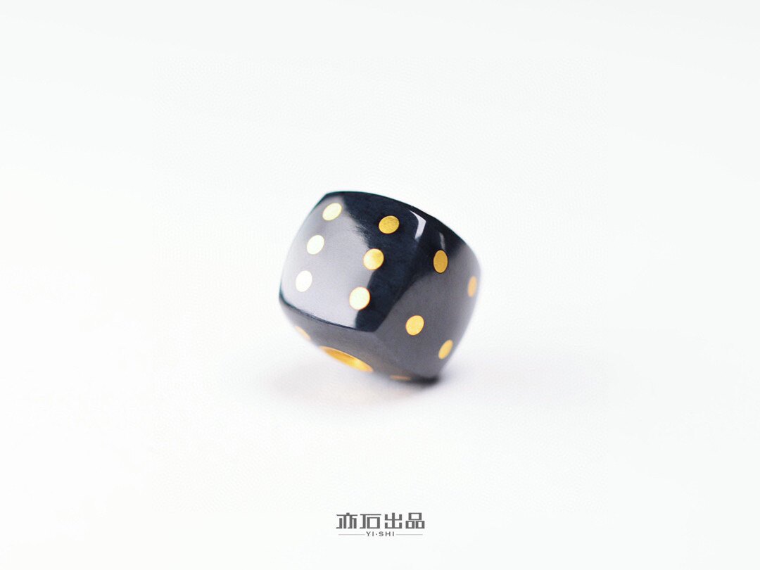 亦石出品·和田玉墨玉籽料·骰子·黑金款8mm款