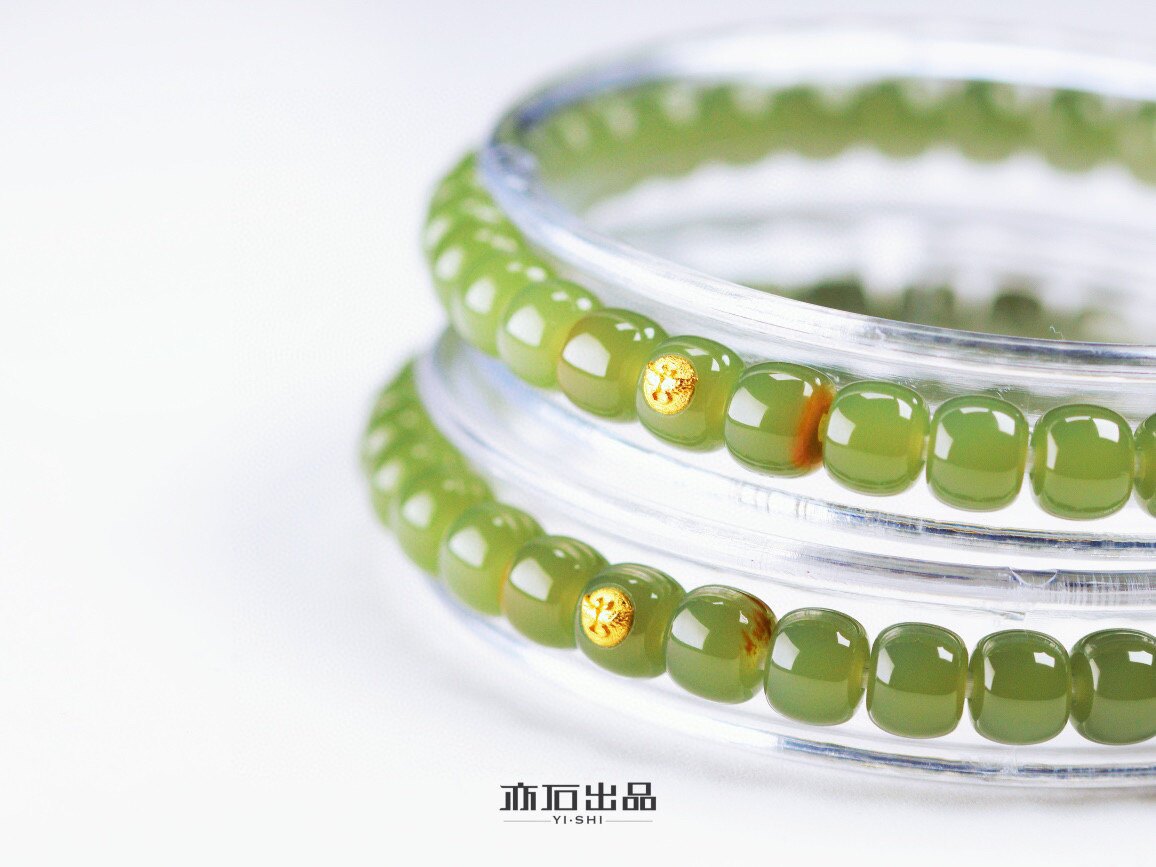 亦石出品·析木绿·化龙料·老型珠单圈手串