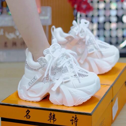 小个子穿厚底老爹鞋女2025新款韩版系带时尚舒适休闲鞋潮流运动鞋