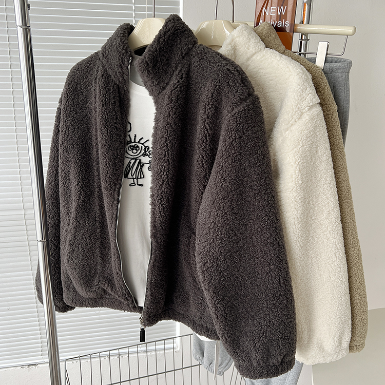 高克重羊羔毛外套女冬季保暖上衣