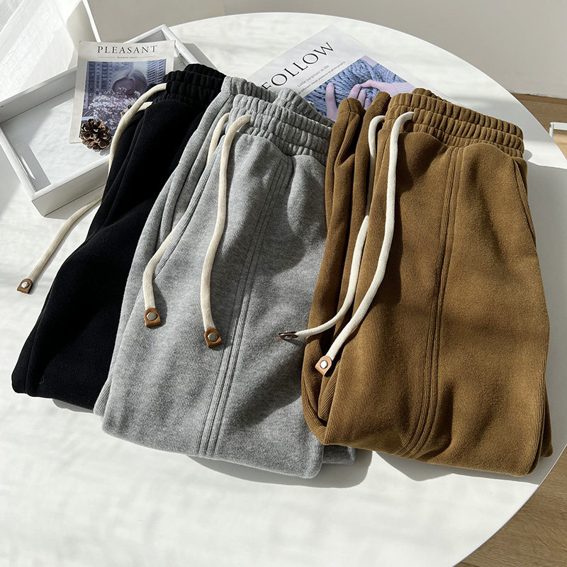 拼接加绒休闲运动裤女冬季韩版百搭显瘦高腰束脚裤加厚保暖长裤子,女装/女士精品,休闲裤,淘宝优惠券,粉丝福利购,淘宝优惠卷