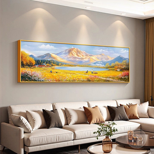 客厅背景墙风景画头画麦田感丰收挂画装饰画金色卧床高级画沙发主