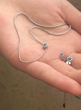 极光以南纯银绿松石蛇骨链百搭简约项链精致首饰小众原创高级感女