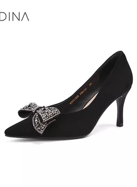 门店直发KS241505卡迪娜2024春季新款高跟尖头优雅蝴蝶结时尚单鞋