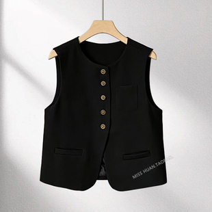 圆领欧式西装马甲女款背心外穿2025年春秋新款上衣气质坎肩设计感
