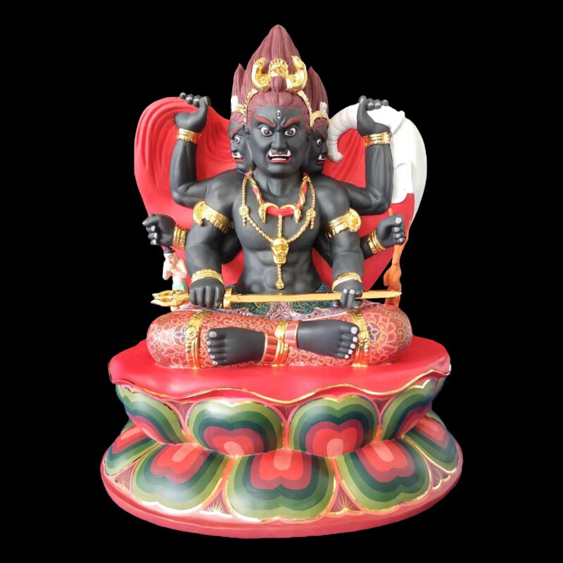 香樟木愤怒大黑天 大黑天 三面大黑天 真言宗 佛像 铜像木雕