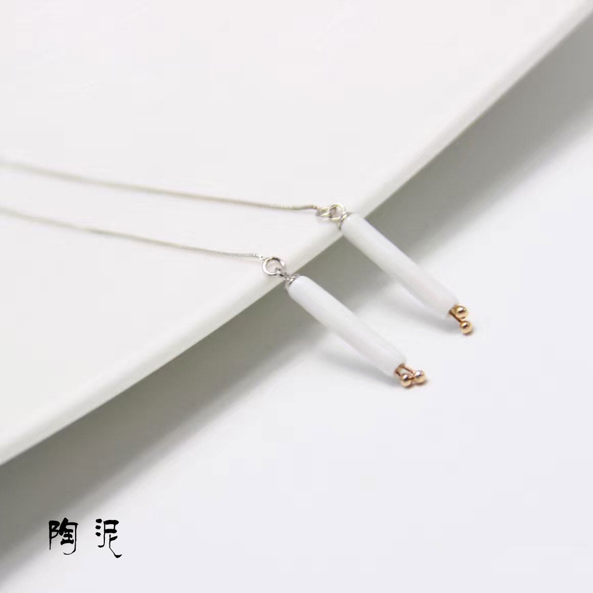 纯美陶瓷耳线s925纯银流苏耳饰女韩版气质个性简约闺蜜礼物