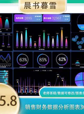 excel图表模板销售财务数据分析可视化大屏看板表格动态静态300款