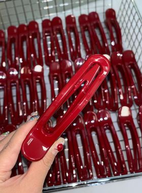 2026新款时尚韩国东大门reina醋酸发夹百搭红色鸭嘴夹发夹马尾夹