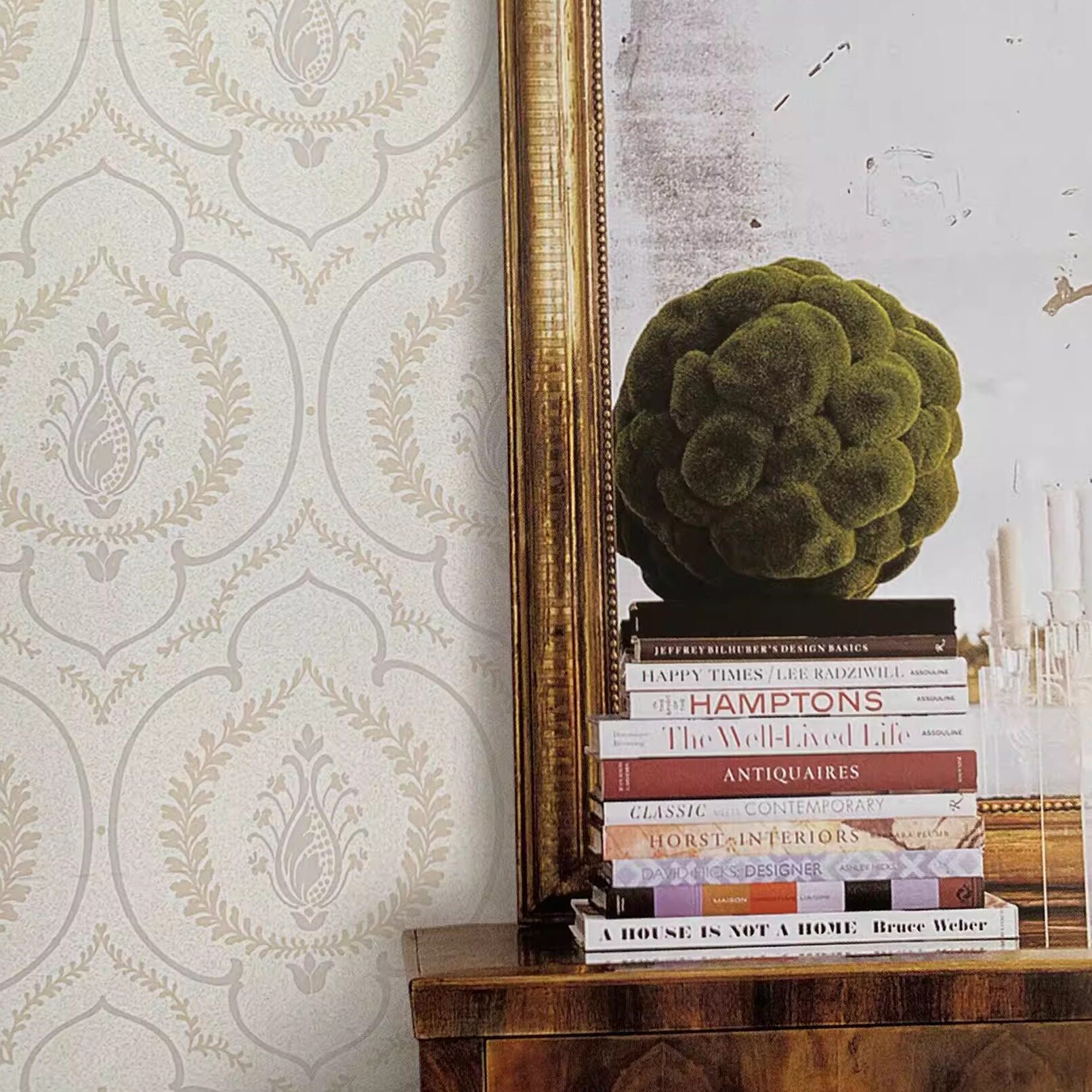 美国原装进口欧式大马士革壁纸轻奢复古卧室客厅背景墙环保现货