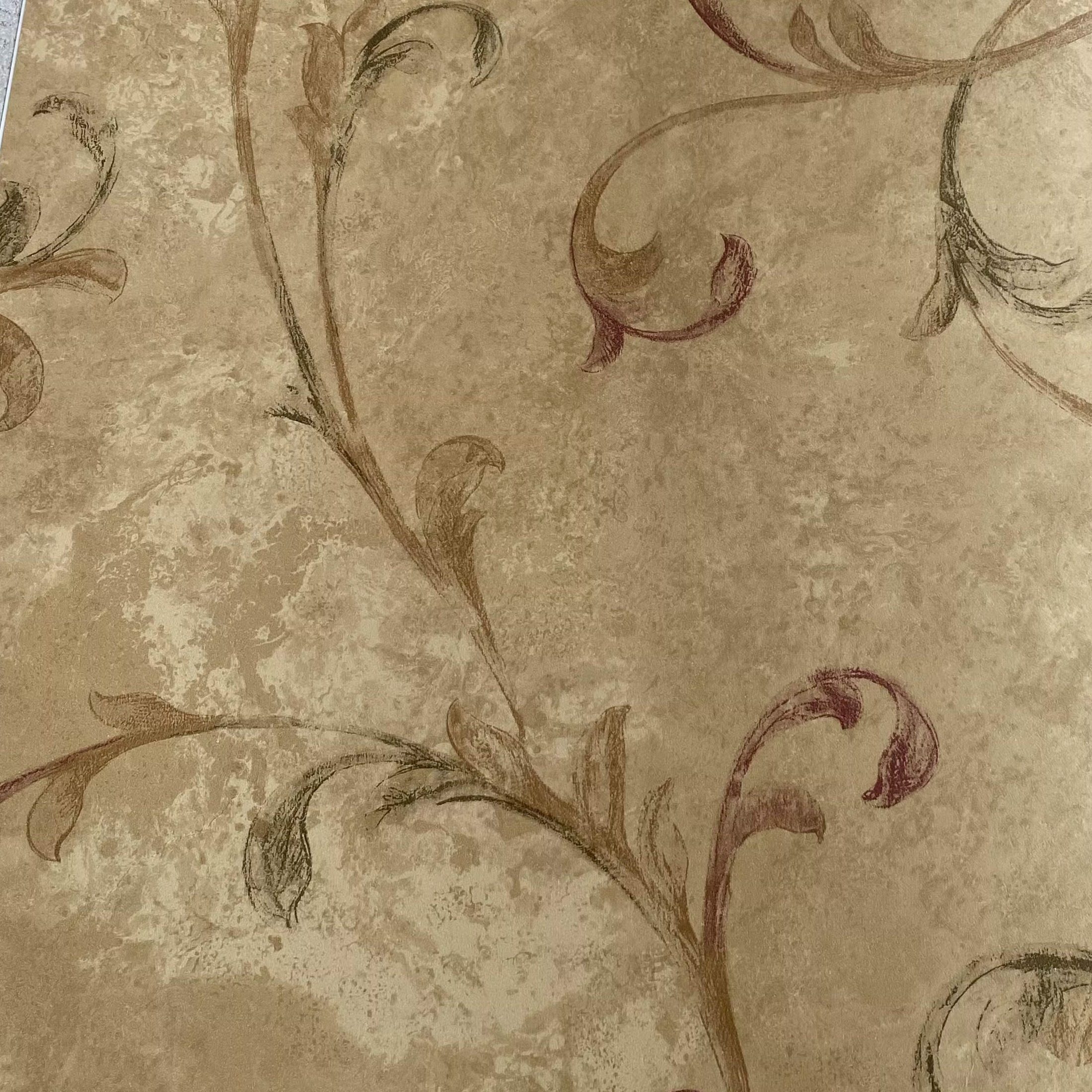 美国原装进口欧式卷草纹高端壁纸复古卧室客厅轻奢环保背景墙现货