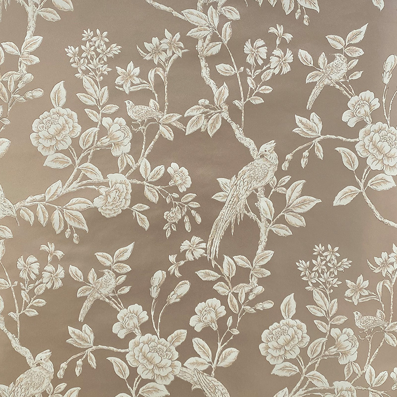 进口纯纸环保壁纸复古古典中式花鸟藤蔓花卉客厅床头背景墙纸现货