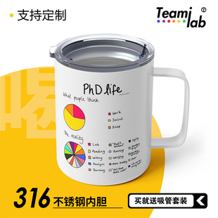 PhD ife水杯子316不锈钢马克杯文创周边博士搞怪咖啡杯保温杯定制