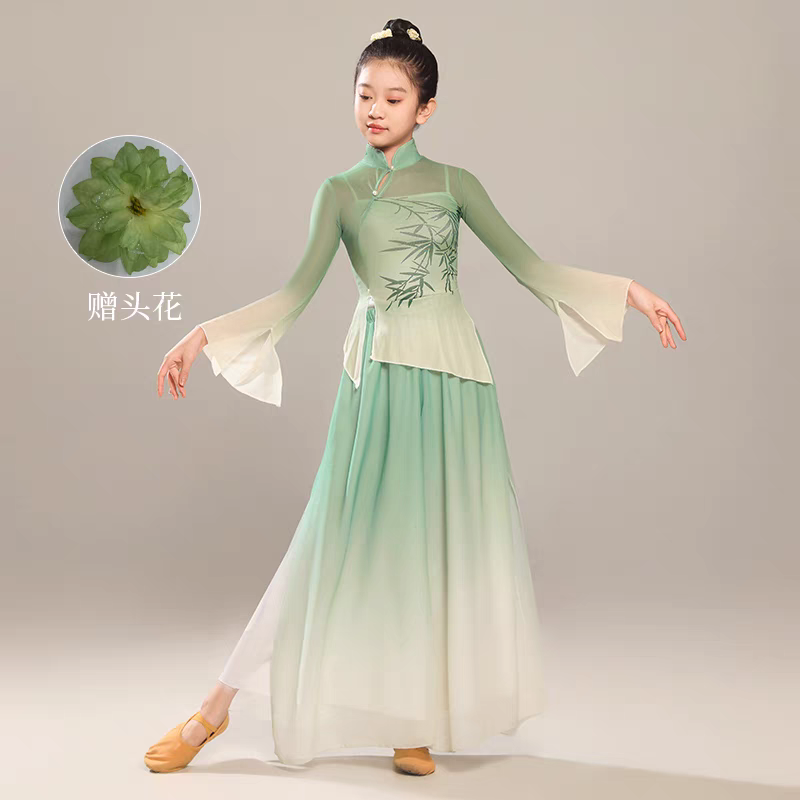 青青竹儿演出服中小学生古典舞春三月舞蹈服青花瓷咏春采莲表演服