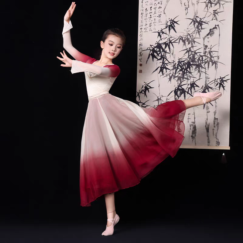 灯火里的中国舞蹈演出服中小学生万疆大摆裙720度儿童套装表演服