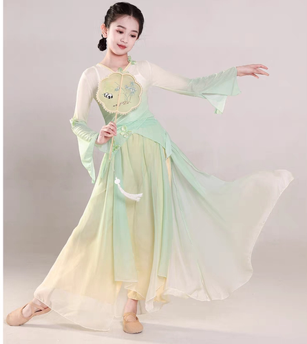 春颂古典舞服装儿童春三月演出服桃花笑小城谣纱衣套装飘逸表演服