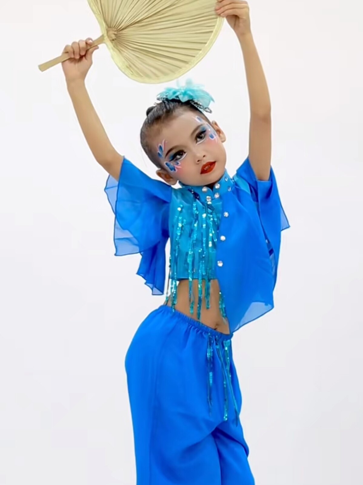 外婆桥舞蹈服装儿童童忆演出服古典舞蓝色套装巧闺小序表演服女童