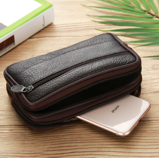 男士真皮防水手机腰包老人机穿皮带牛皮多功能零钱钥匙包证件袋