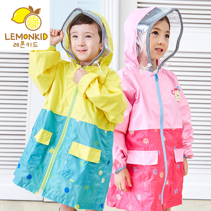 韩版儿童雨衣可爱小猴子男女童3-12岁幼儿园雨披环保带书包位包邮