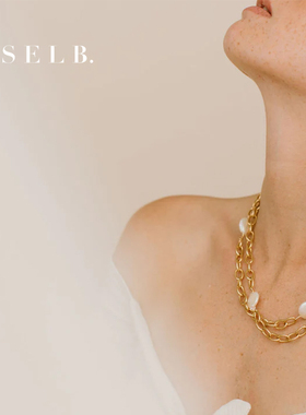GISEL B 24k镀金 Collier Liv Double 巴洛克珍珠 金属圈项链