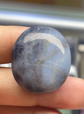 【星光蓝宝石】真天然无烧无注胶无填充星光蓝宝石老物件原矿原色